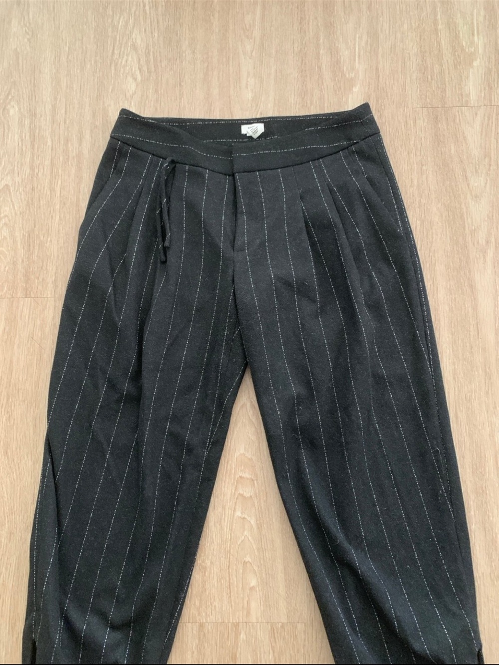 Women's Black Pinstripe Cropped Trousers